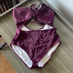 PINK Victoria's Secret Purple One Piece Swimsuit with Cutout Design